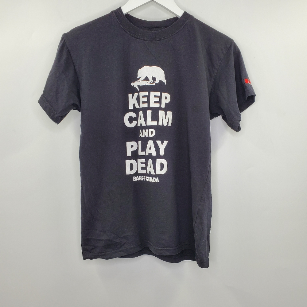 Banff Canada Keep Calm Bear Big Logo Graphic Tee Black